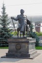 Monument to the great Russian art patron Savva Mamontov in the forecourt of the city of Sergiev P