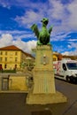 Monument to the green dragon on the bridge in Ljubljana, slovenia Royalty Free Stock Photo