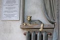 Monument to the heating battery. A cat on the battery. Samara