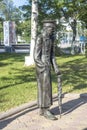 Monument to the hero of the story by Anton Pavlovich Chekhov `Man in a Case`. Yuzhno-Sakhalinsk.