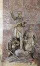 Monument to the heroes guerrillas in Moscow metro station Partizanskaya, Russia. Royalty Free Stock Photo