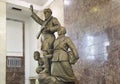 Monument to the heroes guerrillas in Moscow metro station Partizanskaya, Russia. Royalty Free Stock Photo