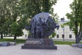 Monument to homefront workers in the territory of Nizhniy Novgorod Kremlin. Summer sunset view.