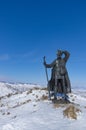 A monument to a homeless tramp, hero of a folk song, is installed on the side of the Irkutsk-Khuzhir highway