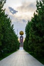 Monument to the Independence and Humanism in gold globe form at the Independence square, Tashkent.