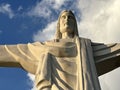 Monument to Jesus Christ, architectural monument. Statue of Christ the Redeemer, copy of Brazilian sculpture. Concrete sculpture