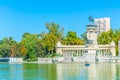 The Monument to King Alfonso XII is located in Buen Retiro Park, Madrid, Spain Royalty Free Stock Photo