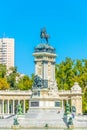 The Monument to King Alfonso XII is located in Buen Retiro Park, Madrid, Spain Royalty Free Stock Photo