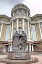 Monument to Kirill and Mefodiy at the building of the Saratov State University.