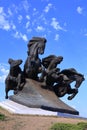 Monument to the legendary Cossack car, symbolizing the victory in the fight against the invaders