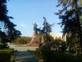 The monument to Lenin - the leader of the world proletariat, a view from the park.