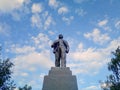 Monument to Lenin on pedestal in the park. Leader of communism Royalty Free Stock Photo