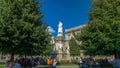 Monument to Leonardo da Vinci in Piazza della Scala meaning La Scala square timelapse in Milan, Italy Royalty Free Stock Photo