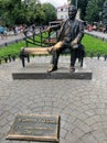 The monument to Leonid Ytyosov, famous soviet singer, sitting on the bench with the space to sit next to him