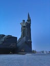 Monument to the liberators of Donbass in the park of Lenin`s Komsomol. Cultural heritage. Architecture.