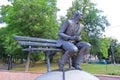 Monument to Lobanovskyi near stadium in Kyiv, Ukraine