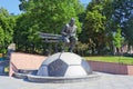 Monument to Lobanovskyi near stadium in Kyiv, Ukraine