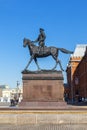 Monument to Marshal Zhukov on Manezhnaya Square in Moscow Royalty Free Stock Photo