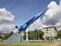 Monument to MiG-23 in Lukhovitsy. Russia Royalty Free Stock Photo