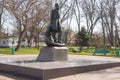 Monument to Mikhail Lermontov in the city center of Taman