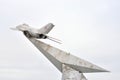 Monument to military pilots - a MiG-19 fighter plane. Royalty Free Stock Photo