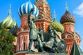 Monument to Minin and Pozharsky by St Basil`s Cathedral in Moscow, Russia Royalty Free Stock Photo