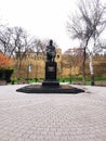 Monument to Mirza Alakbar Sabir at Baku downtown with Old city walls background daylight photography Royalty Free Stock Photo