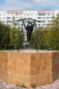 Monument to a mosquito-oil industry worker in Usinsk