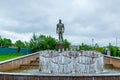 Monument to Olympic champion Ivan Yarygin and a fountain with Olympic rings in his honor