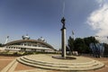 Monument to Olympic champion Serhiy Bubka in the center of Donetsk, Ukraine. June 2012