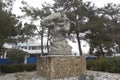 Monument to the paratrooper on Pioneer Avenue in the village of Royalty Free Stock Photo