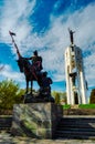 The monument to Peresvet is one of the symbols of the city of Bryansk. Bryansk, Russia-April 2018
