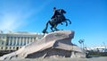 Monument to Peter the great `the bronze horseman` in Saint Petersburg on the Decembrists square Royalty Free Stock Photo