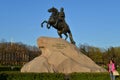 The monument to Peter the great the bronze horseman in the spring Royalty Free Stock Photo