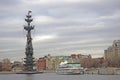 Monument to Peter the Great in Moscow and Brusov museum ship