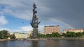 Monument to Peter I on the Moscow River. Royalty Free Stock Photo