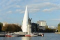 Monument to the pioneers of ocean fishing and the statue of Nicholas the Wonderworker in Kaliningrad Royalty Free Stock Photo