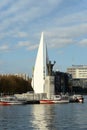 Monument to the pioneers of ocean fishing and the statue of Nicholas the Wonderworker in Kaliningrad Royalty Free Stock Photo