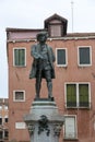 Monument to the playwright Carlo Goldoni Erected in Venice on St. Bartholomew`s Square in 1883