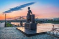 Monument to the poet Pushkin on the Volga embankment in Tver Royalty Free Stock Photo
