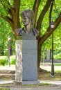 Monument to poetess Anna Akhmatova in Kyiv. Vertical view