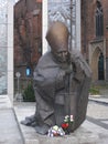 Monument to Pope John Paul II in the square near the cathedral in the town of Swidnica, Poland