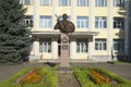 The monument to Prince Dmitry Pozharsky on the background of the building of administration of the settlement Borisoglebsky.