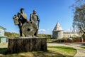 The monument to princes Rurik and Oleg Prophetic in the Old Ladoga.Russia. Royalty Free Stock Photo