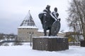 Monument to princes Rurik and Prophetic Oleg - the founders of the Russian state. Staraya Ladoga