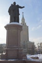 Monument to Pyotr Pavlovich Melnikov in the background of the Le