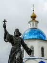 The monument to the regimental priest in the city of Maloyaroslavets of the Kaluga region in Russia.