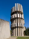 Monument to the Revolution Spomenik Slobode in the National Park Kozara during sunny day