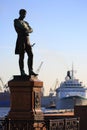 Monument to Russian Admiral Ivan Kruzenshtern. Saint-Petersburg, Russia Royalty Free Stock Photo