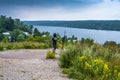 Monument to Russian artist Isaac Levitan on Mount Levitan in Plyos, Russia